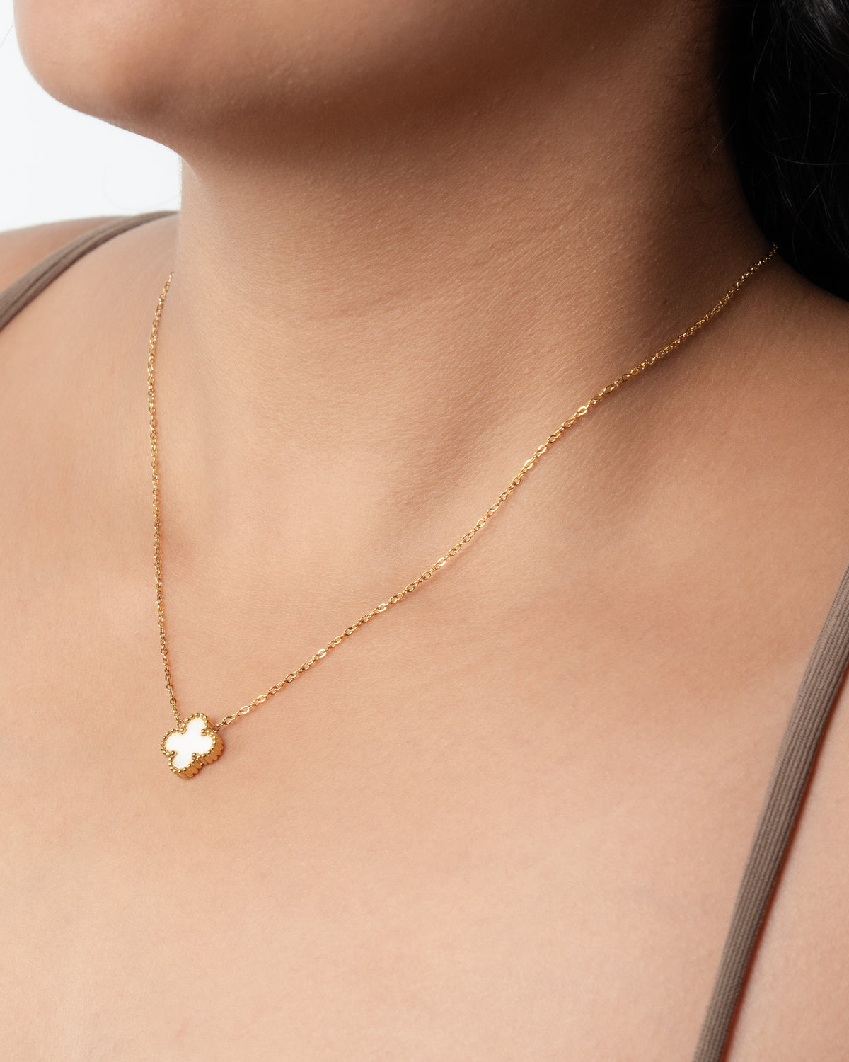 Cadena Trebol Blanco Mujer